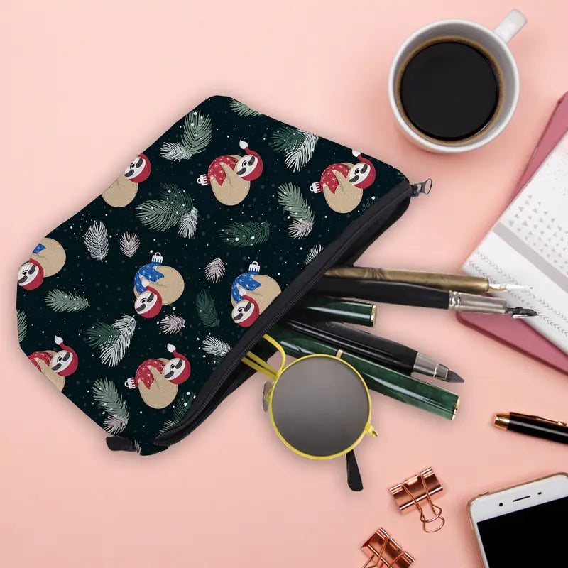 Adorable Sloth Print Makeup Bag - Travel Cosmetic Organizer