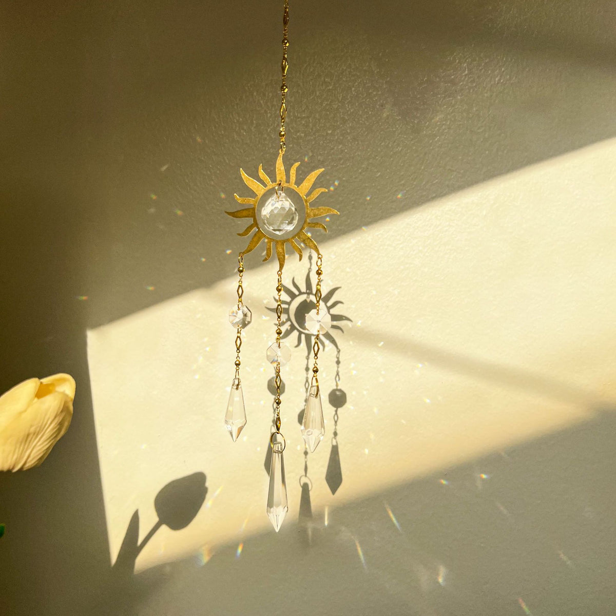 Handmade Metal Wind Chime Car Decor Crystal Sun Catcher