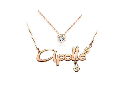 Rose Gold Zodiac Letter Necklace for Women