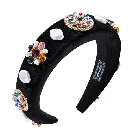 Rhinestone Pearl Velvet Headband - Trendy Hair Accessory