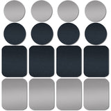 ACKLLR 16 Pieces Phone Car Mount Metal Plate with Adhesive for Magnetic Cradle-Less MountCell Phone GPS and Tablet Holder 8 Rectangular and 8 Round Black/Silver