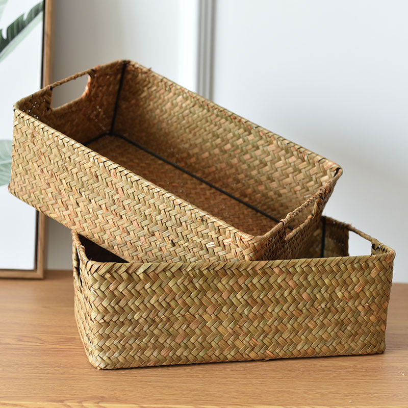 Natural Large Straw Seaweed Basket for Kitchen Storage