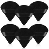 6-Piece Powder Puff Face Triangle Set - Triangle Powder Puff Soft Velour Makeup Sponges for Loose Powder and Body Powder - Beauty Makeup Tools (Black)