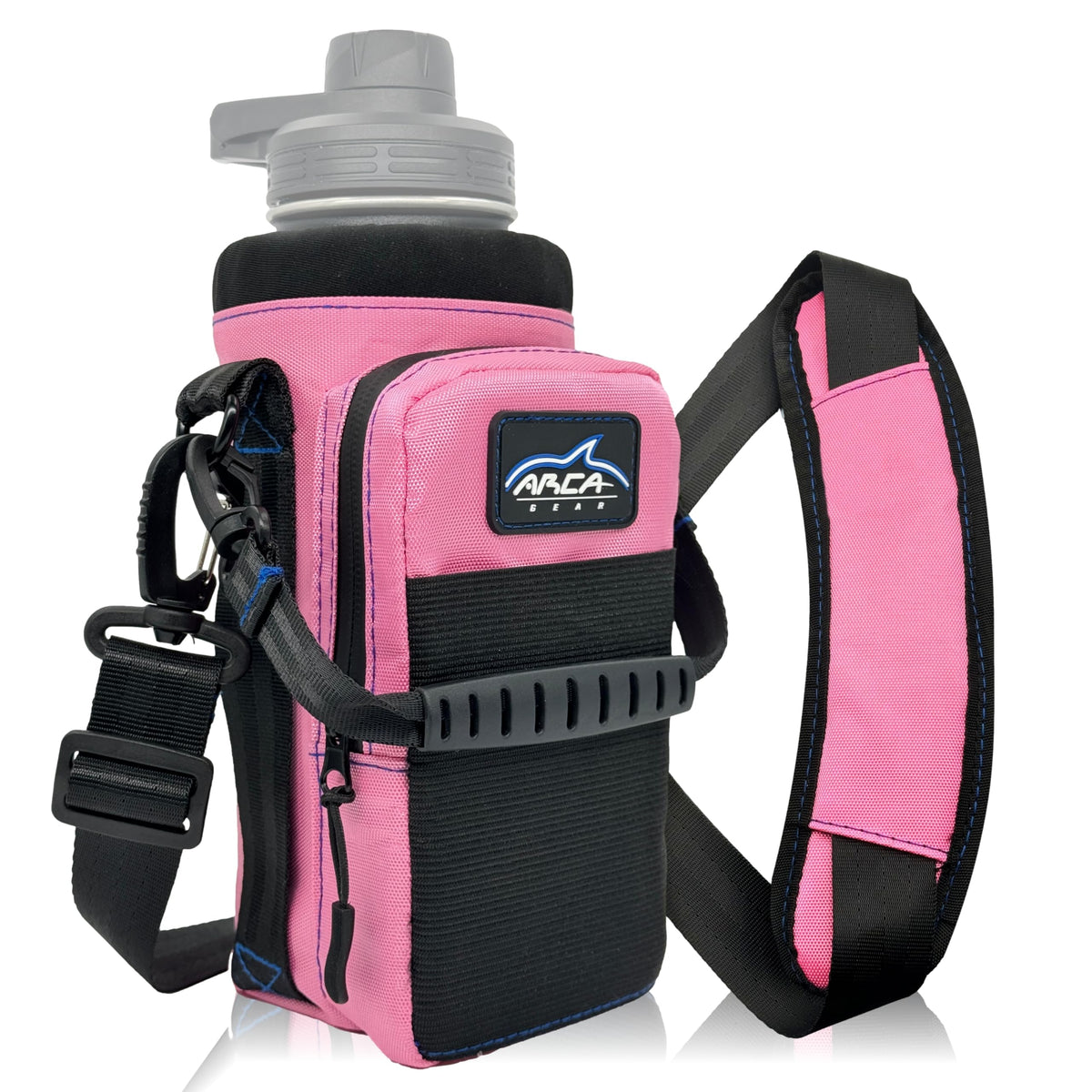 Arca Gear 32 oz Hydro Carrier - Insulated Water Bottle Sling w/Carry Handle Shoulder Strap Wallet and Two Pouches - The Perfect Flask Accessory - Sunset Pink
