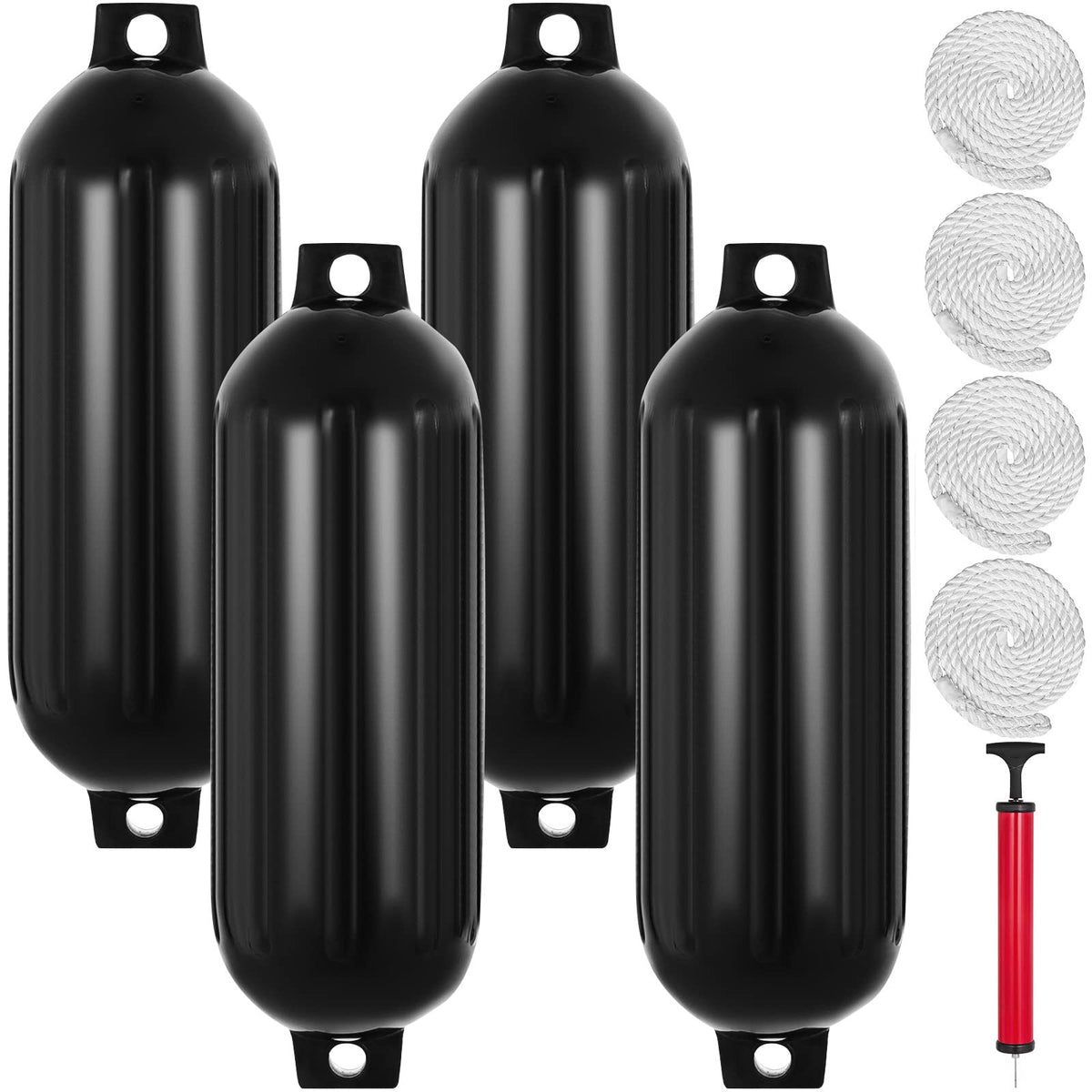 Vevor Boat Fender 8.5 x 27 Inches，Ribbed Twin Eyes Pack of 4 and Pump to Inflate : Sports & Outdoors