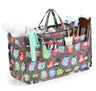 Cosmetic Bag for Women Cute Printing 14 Pockets Expandable Makeup Organizer Purse with Handles (Owl)