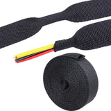 SUNNAREPOON 2:1 Ratio Automotive Heat Shrink Braided Sleeve Cord Protector Wear-Resistant Fabric Flat Woven Shrinkable Tubing Wires Hoses Protection (3/8"-15ft)