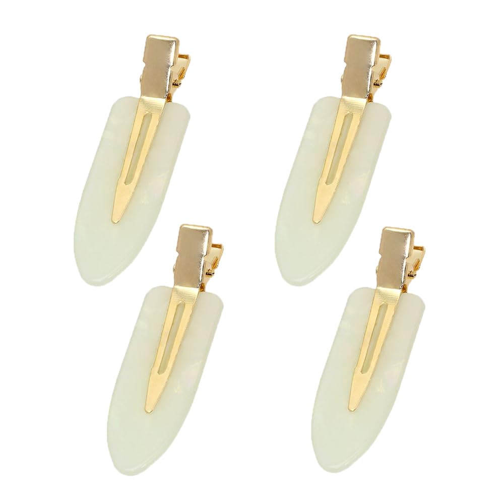 Mini Skater Small Hair Clips 2.4inch No Crease Hair Pins No Bend Cute Barrettes Accessories for Women Curly Fine Hair Styling Sectioning Pack of 4 (Ivory White)