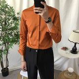 Men's Long Sleeve Casual Shirt - Slim Fit Solid Color