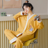 Cartoon Print Polka Dot Pajamas Set for Women