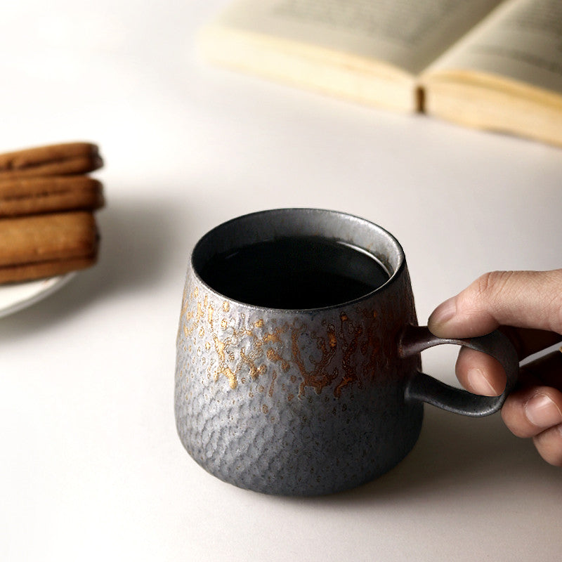 Black Vintage Handmade Ceramic Coffee Mug for Home