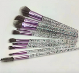 Makeup Brush Set of 10 - Face, Eye, and Contour Brushes