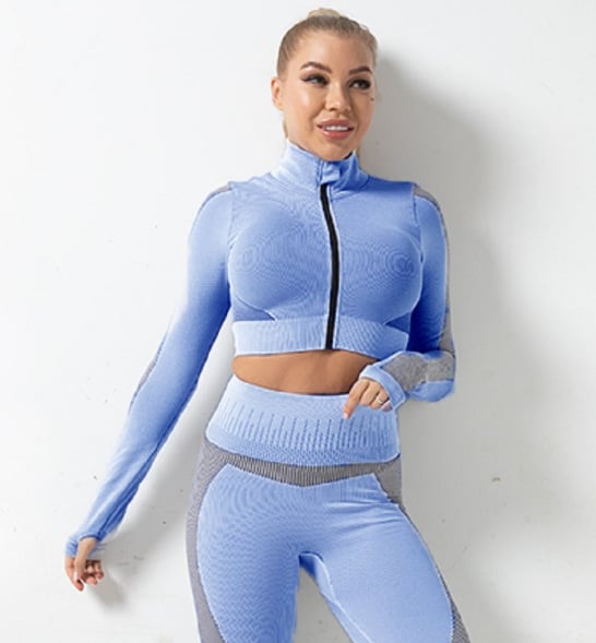 Seamless Jacket Zipper Suit for Fitness Yoga Wear