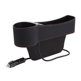 Car Storage Box with Dual USB Charger and Cup Holder