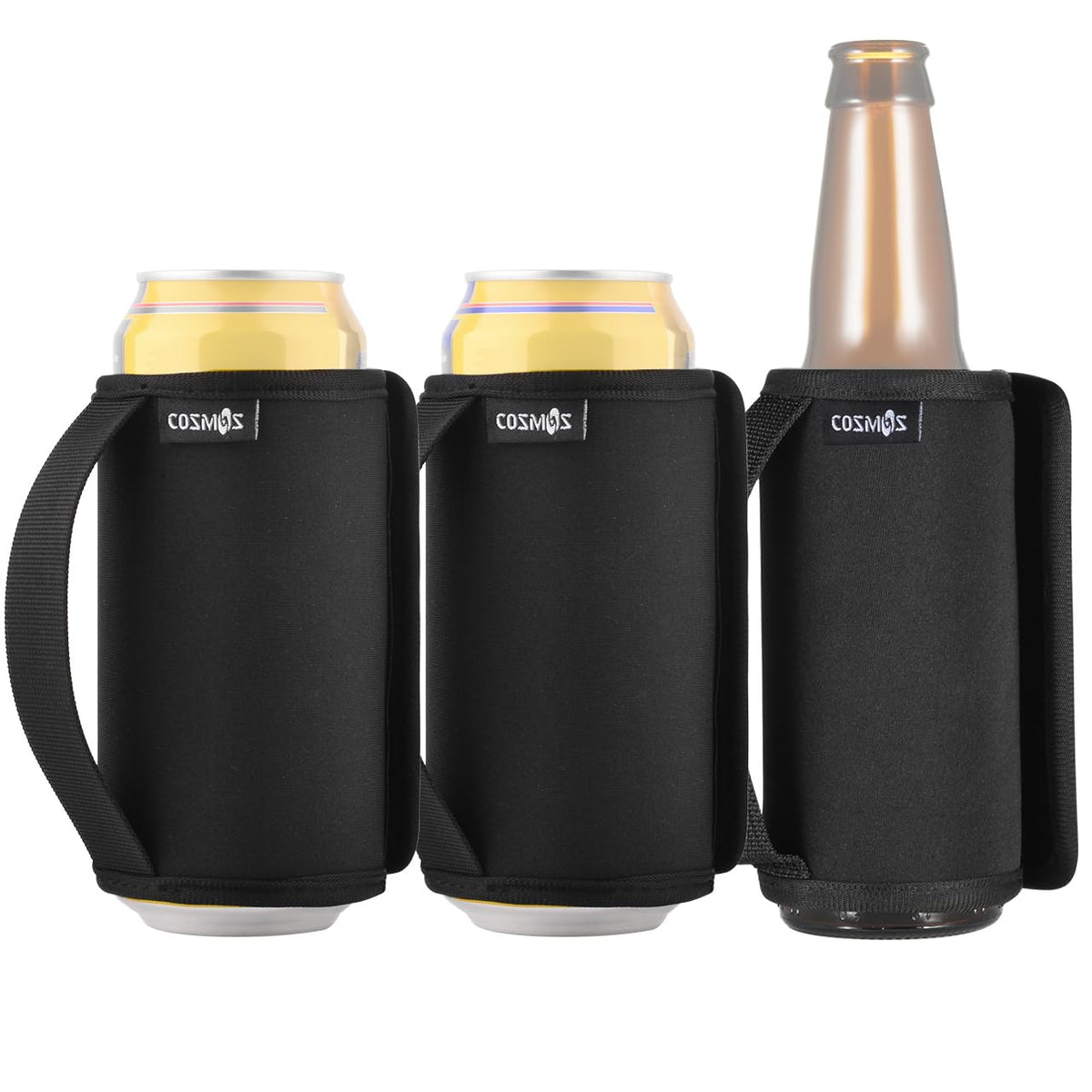 Cosmos 3 Pcs Soft Neoprene Can Cooler Sleeve Anti-Slip Insulator Soda Can Cover Sleeve with Handle Grip fits Tall Can Slim Can & Beer Bottles for Camping Picnic Party Beverage Drink Can For Tall Can