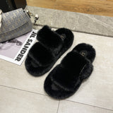 Thick Bottom Furry Women's Slippers for Outdoor Use