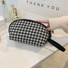 Houndstooth Cosmetic Bag - Classic Zipper Mini Makeup Bag