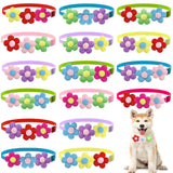 Sinling 16Pcs Dog Bowties Plush Flower Dog Bows Cute Pet Grooming Accessories with Flowers Cat Bow Ties Grooming Bows for Dogs