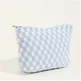 Large Wool Chessboard Cosmetic Bag