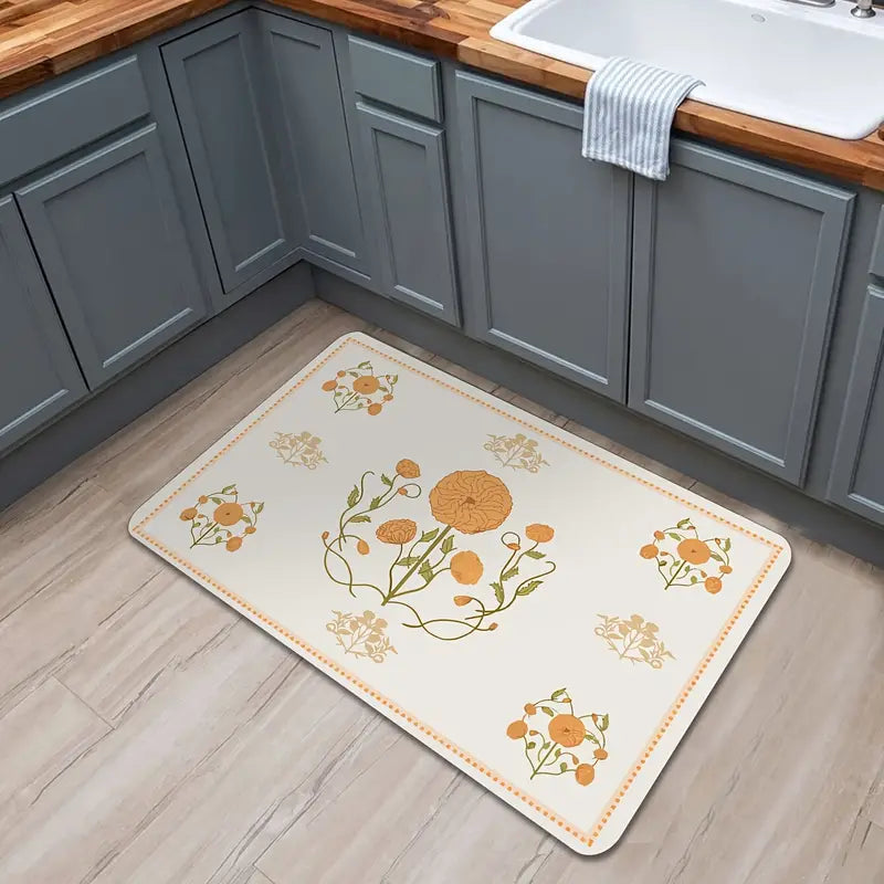 Elegant Floral Kitchen Mat - Adds Color to Your Home