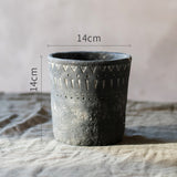 African Element Vintage Black Ceramic Planter Vase