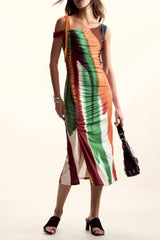 DESIGUAL WOMEN'S LONG DRESS IN BROWN