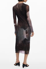 DESIGUAL WOMEN'S LONG DRESS IN BROWN