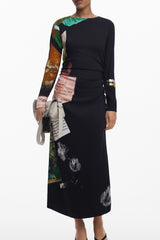 DESIGUAL WOMEN'S LONG BLACK DRESS