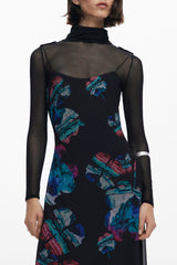 DESIGUAL WOMEN'S LONG BLACK DRESS
