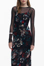 DESIGUAL WOMEN'S LONG BLACK DRESS