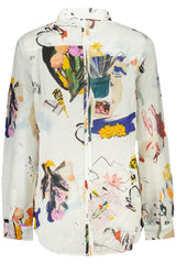 DESIGUAL WOMEN'S LONG-SLEEVED SHIRT WHITE