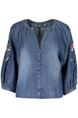 DESIGUAL WOMEN'S LONG-SLEEVED SHIRT, BLUE
