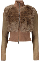 DESIGUAL WOMEN'S BROWN CARDIGAN
