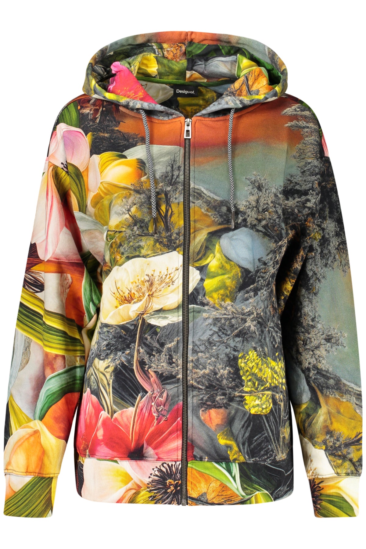 DESIGUAL WOMEN'S ZIPPED SWEATSHIRT, GREY