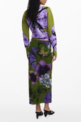 DESIGUAL WOMEN'S LONG GREEN SKIRT