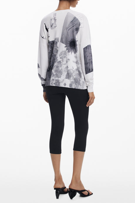 DESIGUAL WOMEN'S WHITE SWEATER