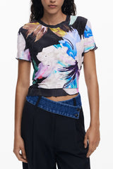 DESIGUAL WOMEN'S SHORT-SLEEVE T-SHIRT BLACK