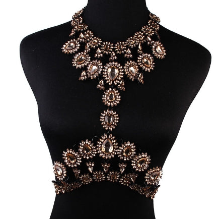 Fashionable Alloy Body Chain with Gemstone Pendant