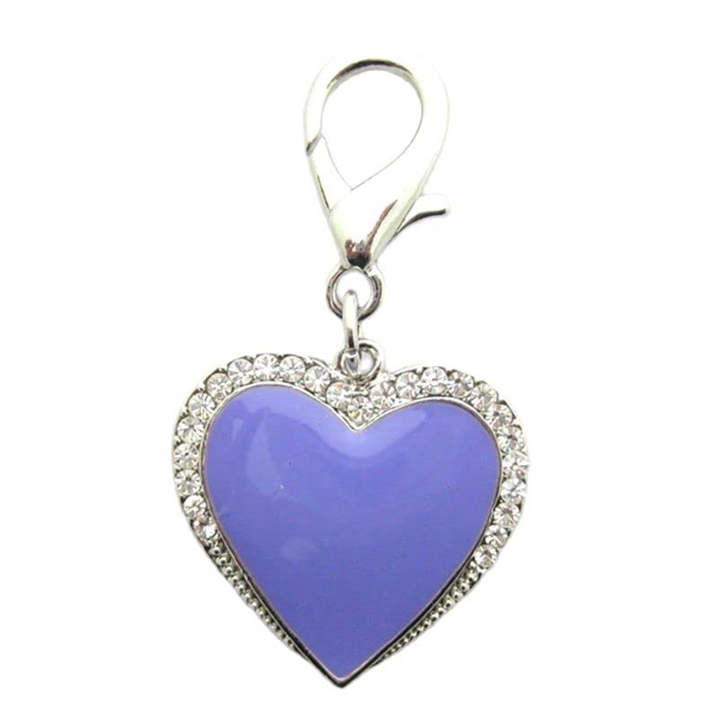 XKSRWE Dog Cat Rhinestones Love Charm Pendant Jewelry Pet Puppy Necklace Collar Accessory (Purple)