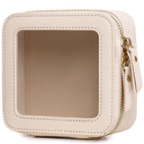 LOFOWN Small Clear Makeup Bag Mini Transparent Travel Toiletry Bag Cosmetic Bags Organizer TSA Approved Clear Makeup Case Pouch with Zipper Car Essentials (F/Beige Mini)