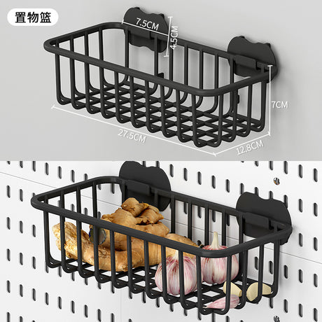 Wall-Mounted Storage Rack with Hooks for Home Use