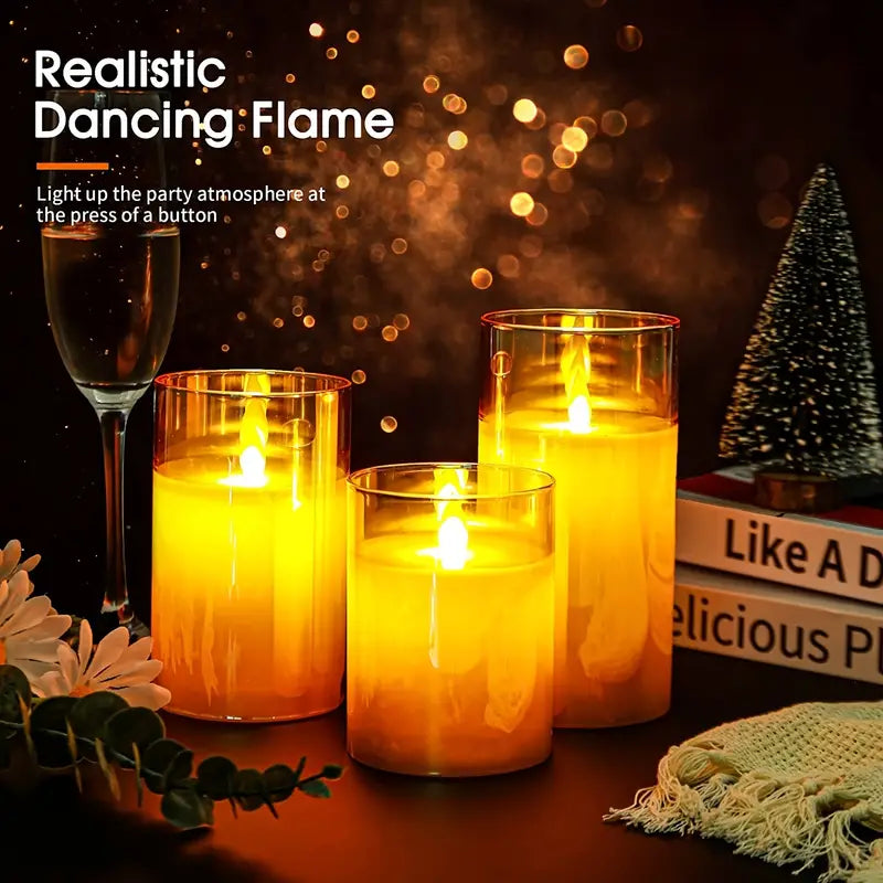 3pcs Battery Operated Electric Candles for Home Decor