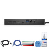 Dell WD19S 180W Computer Docking Station (USB USB-C DisplayPort HDMI Ethernet Ports) 1-Pack Bundle with LCD Cleaning Kit Ethernet + HDMI Cable and (6) Electronics Basket Cable Ties