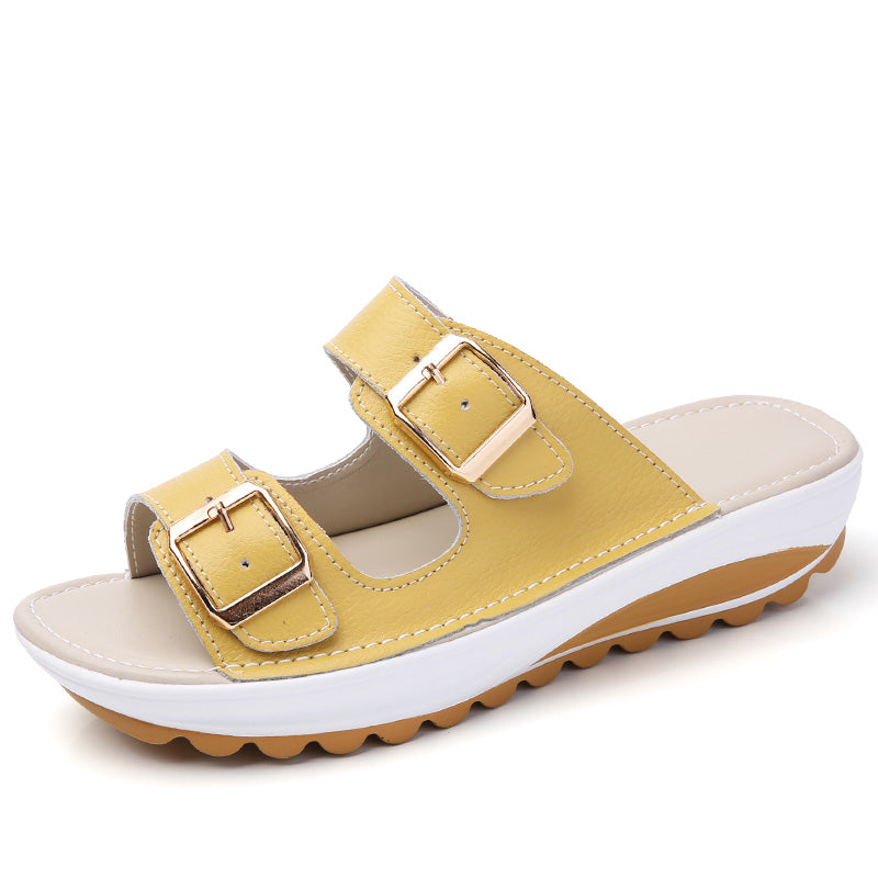 Genuine Leather Thick-Soled Outdoor Sandals