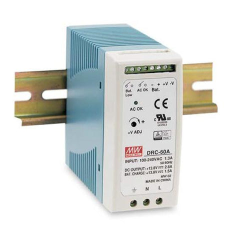 Meanwell DRC-60A 12V 60W DIN Rail Power Supply with UPS Battery Charger Function