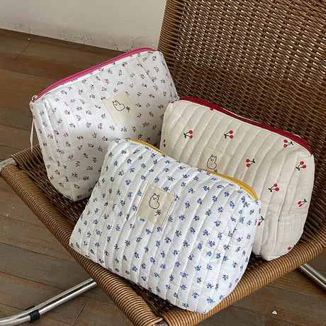 Korean Quilted Makeup Bag for Women - Cosmetic Pouch