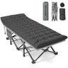 Slendor XXL Folding Camping Cot for Adults79" L x 32" W x 19" H Camp Cot Oversized Sleeping Cot with Mattress Carry Bag Strapping Cot Bed for Tent Office Support 500lbs Gray Cot w/Black Pad