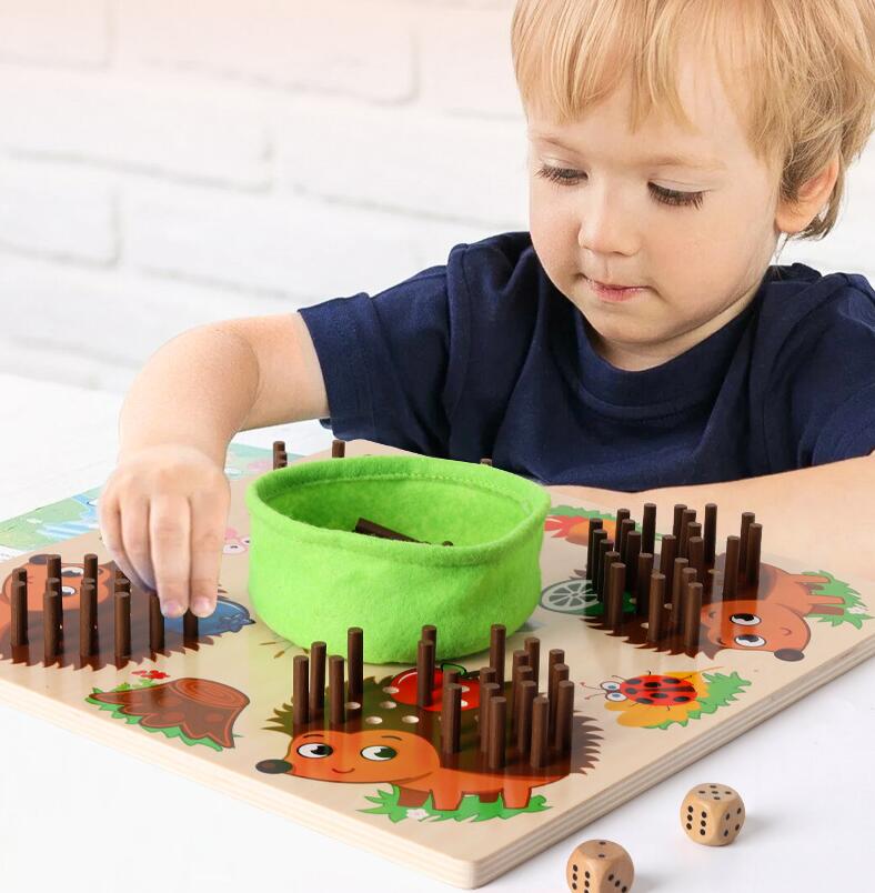 Cross-Border Wooden Educational Toy Hedgehog Game
