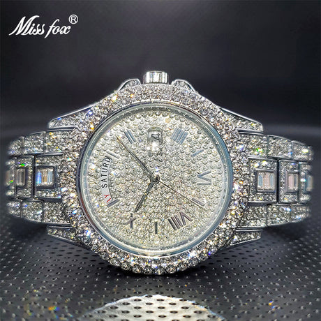 Men's Calendar Quartz  Diamond Watch - Atlantic Shopping Mall