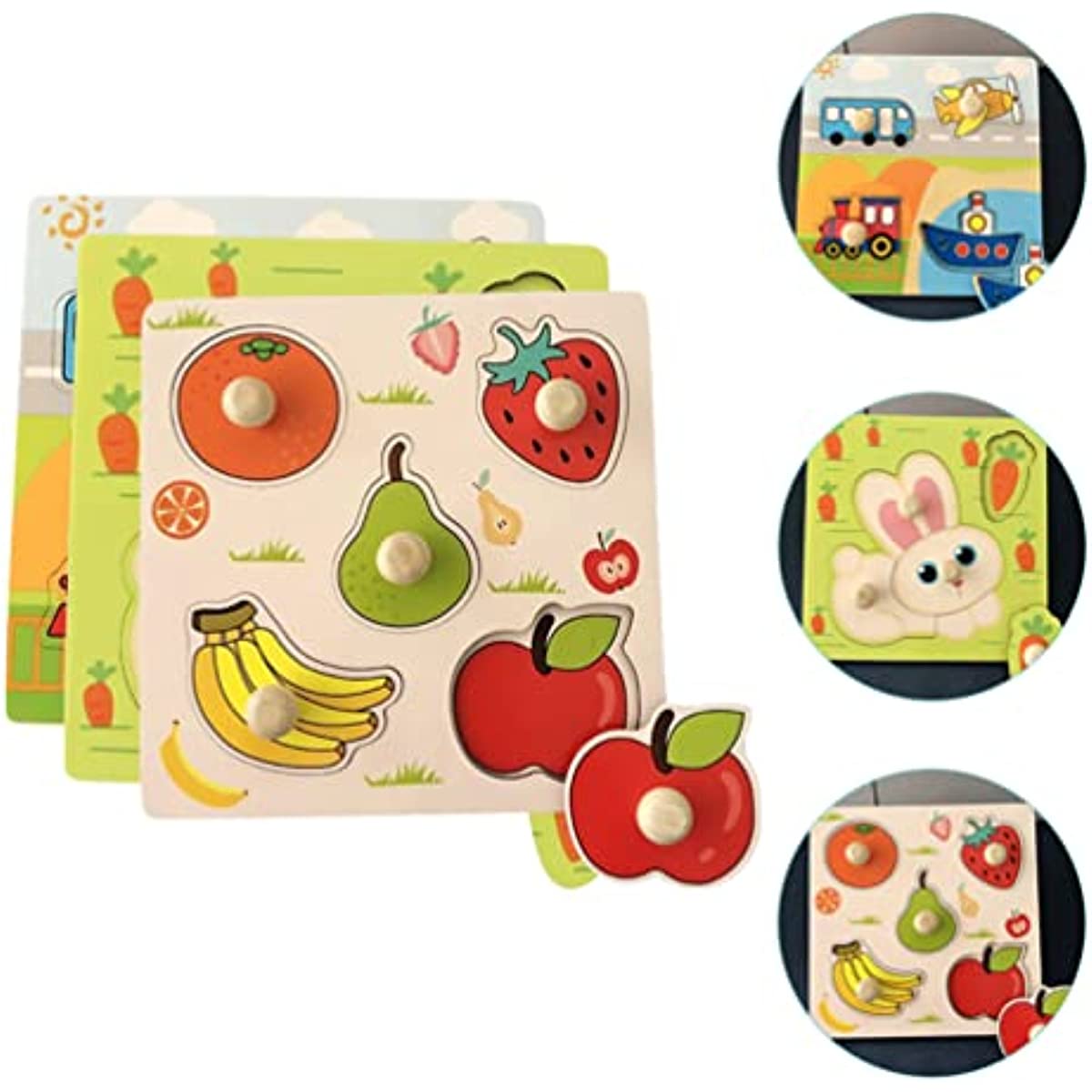 Wooden Puzzle Board for Kids - Fruit and Veg Jigsaw Toy
